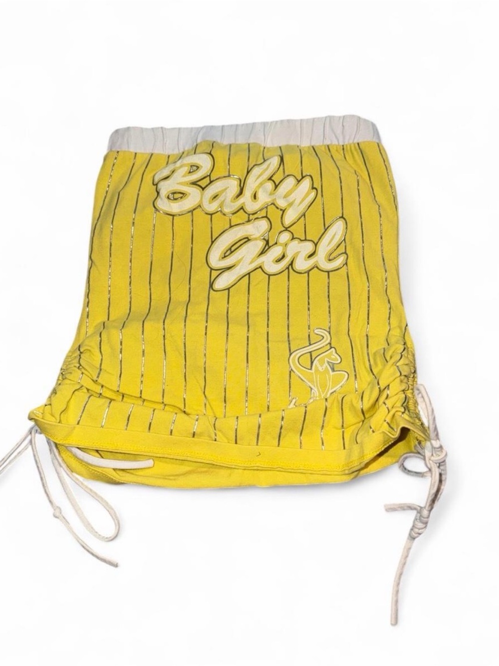 Baby Phat Yellow 'Baby Girl' Pinstripe Ruched strapless Tank